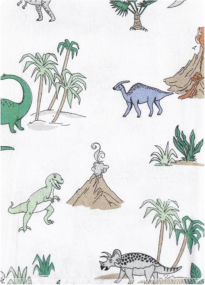 Hudson Baby Unisex Baby Cotton Flannel Burp Cloths Bundle, Boy Dino World, One Size