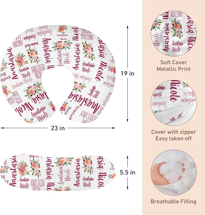 Dyoart Baby Nursing Pillow Cover,Personalized Comfortable Nursing Covers,Custom,Breastfeeding Pillow Slipcover for Bottle Feeding,Custom Gifts for Toddler Infant(23"x19"x5.5")(one Size)