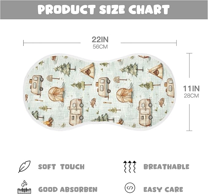 vvfelixl Baby Burp Cloths Cartoon Camping Caravan Baby Newborn Cotton Burping Cloths Set Babys Washcloths 4 Pack