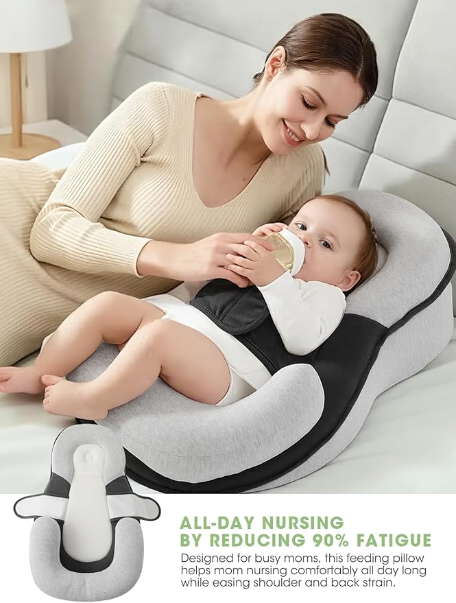 Tummy Time Pillow Baby Lounger Pillow Reduce Spit-Up Anti Overflow Design for Baby Comfort and Feeding Support