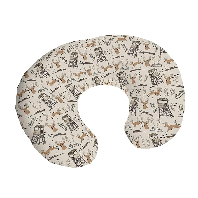 Deer Hunting Nursing Pillow Covers Hunter Tree Stand Removable Breastfeeding Slipcover Wild Animals Hunter Nursing Pillow Case for Newborn Boys Girls