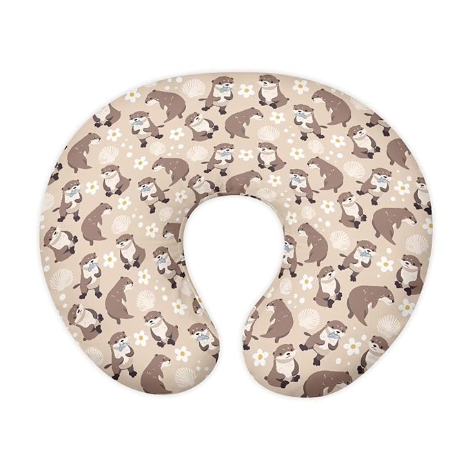 Otter Flowers Breastfeeding Support Pillowcase for Newborn Babies Washable Comfortable Bottle and Breastfeeding Removable Nursing Pillow Cover for Boys Girls