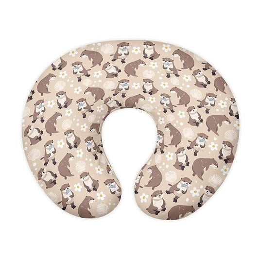 Otter Flowers Breastfeeding Support Pillowcase for Newborn Babies Washable Comfortable Bottle and Breastfeeding Removable Nursing Pillow Cover for Boys Girls