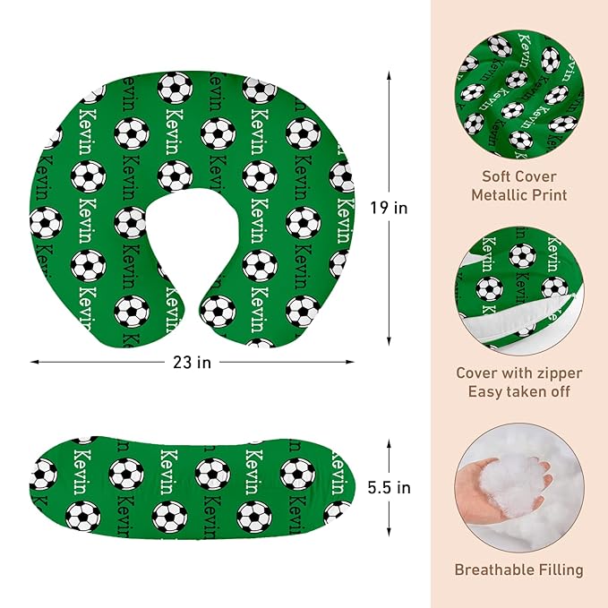 Dyoart Baby Nursing Pillow Cover, Custom Breastfeeding Bottle Pillow Slipcover, Personalized Gift for Infant Boys Girls, Ultra Comfortable Soft,Soccer Pattern(one Size)