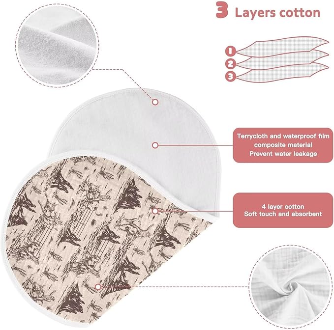 Western Baby Muslin Burp Cloths Set of 2 American Cowboy Muslin Washcloths Cute Milk Spit Up Rags Soft Newborn Towel Burp Cloth Bib for Unisex Boys and Girls, 22 x 11 Inch