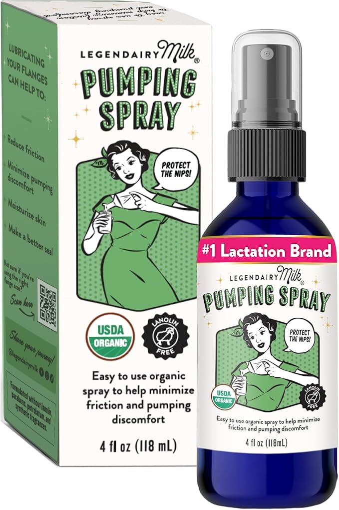 Legendairy Milk Pumping Spray 4 oz., Helps Sore Nipples & Clogged Ducts, Organic Lubricant for Breast Shields and Flanges, Vegan Breast Pump Spray, Natural & Lanolin-Free, Made in USA