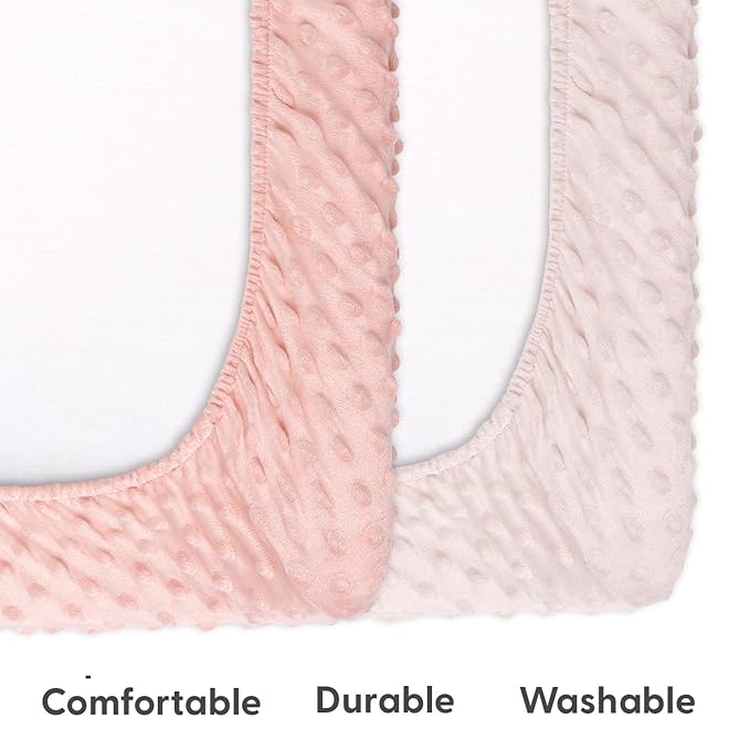 The Peanutshell Minky Dot Diaper Changing Pad Cover - Ultra Soft Baby Mat Cover for Girls, Fits 16” x 32” Changing Table Pads - Pink, 2 Pack