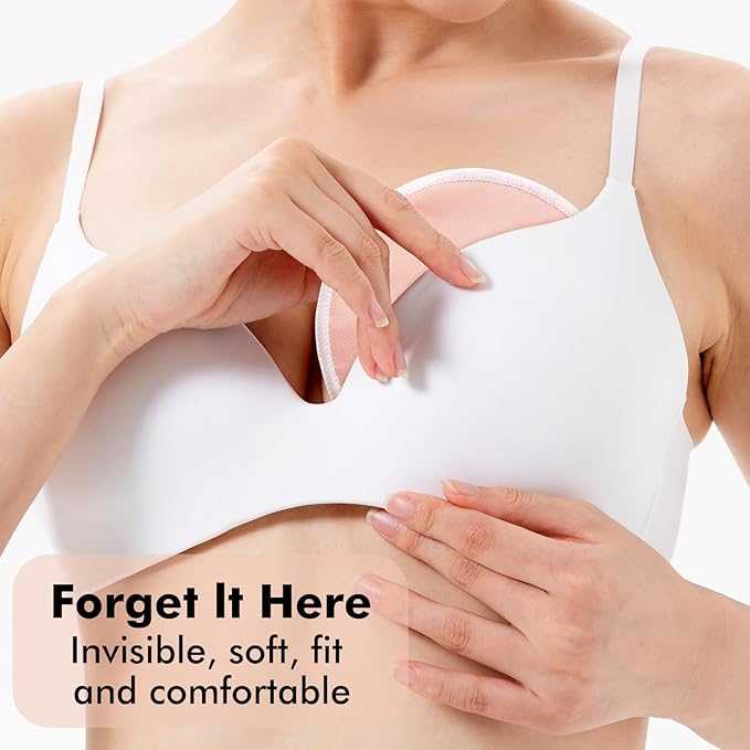 Reusable Breast Pads, Organic Nursing Pads, 4-layer Washable Nursing Pads, Invisible, Fast Absorption, 6 Pack + Wash Bag