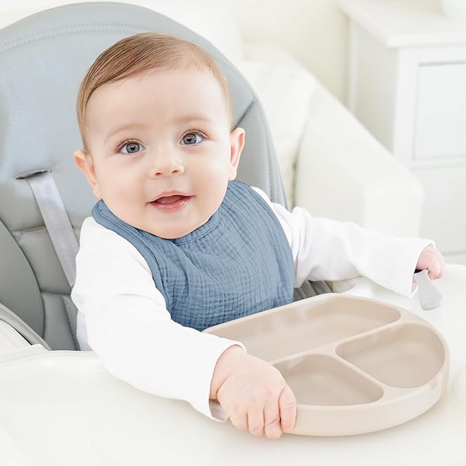 Bearmoss Baby Bibs for Drooling and teething 100% Cotton Muslin Bibs for Baby Boy & Girl,Adjustable, Ultra Absorbent,8 Pack