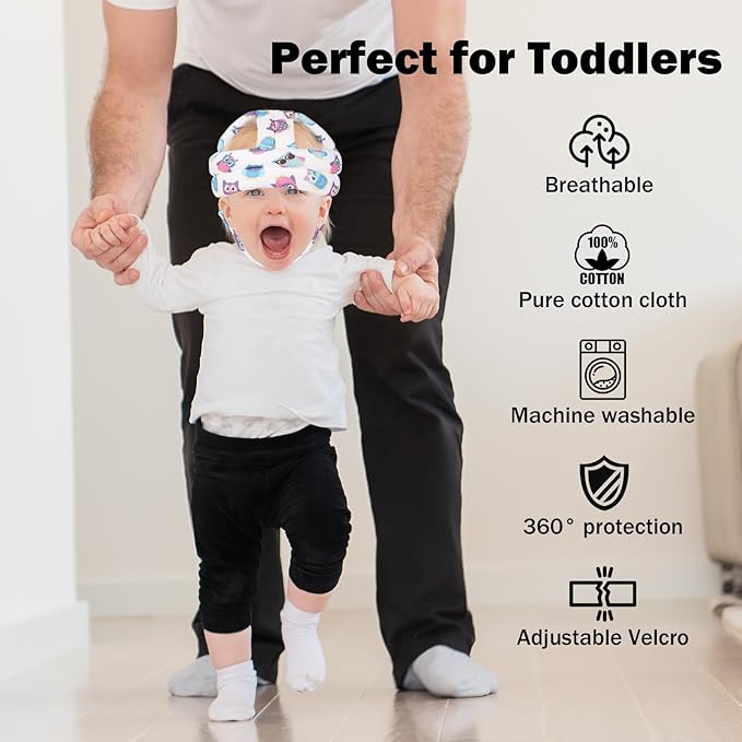Baby Head Protector for Crawling Walking, Baby Helmet Adjustable No Bumps and Soft Cushion, Infant Safety Cap for Kid Learning to Walk