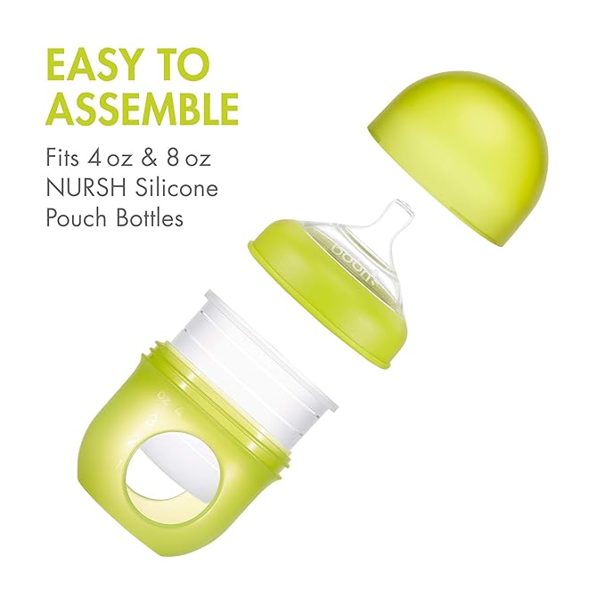 Boon Nursh Silicone Baby Bottle Nipples - Bottle Nipples for Boon Nursh Baby Bottles - Baby Bottle-Feeding Supplies - Extra Slow Flow Baby Bottle Nipples - 3 Count