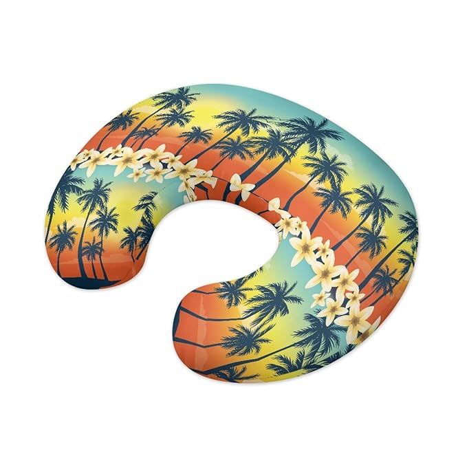 Forchrinse Hawaiian Palm Tree Plumeria Rainbow Sky Nursing Pillow Cover Breastfeeding Pillow Slipcover Soft Stretch Pillow Cover for Breastfeeding