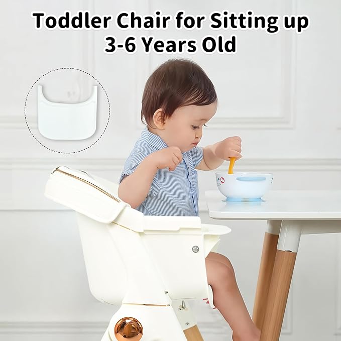 Baby High Chair for Toddler, Foldable High Chair for Dining Table Highchair with 5 Point Harness Seat Removable Adjustable Tray Portable Baby Dinning Chair with Lockable Wheels Easy to Clean Surface