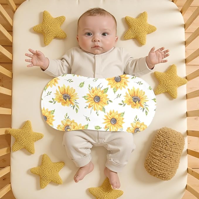 5 Pack Baby Burp Cloths for Boys Girls, Soft Cotton, Yellow Sunflowers Theme Design, Super Absorbent Baby Burping Cloths for Newborns, Machine Washable and Reusable Baby Spit-Up Cloths