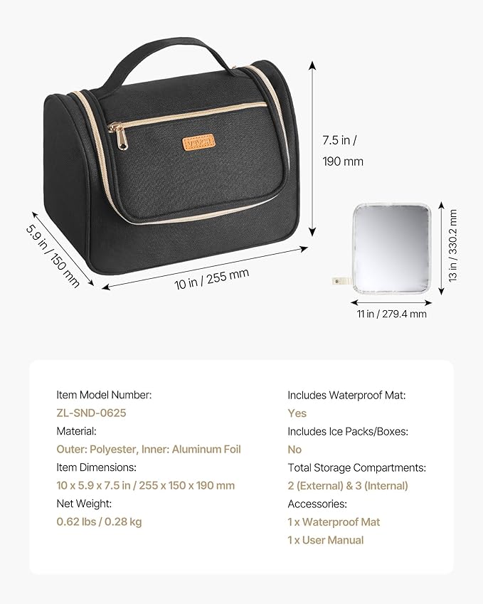 VEVOR Wearable Breast Pump Bag, Breast Feeding Bag with Waterproof Mat, Compatible with Momcozy, Medela & Elvie Pumps, Portable Pump Carrying Case for Work, Travel and Family Use, Black