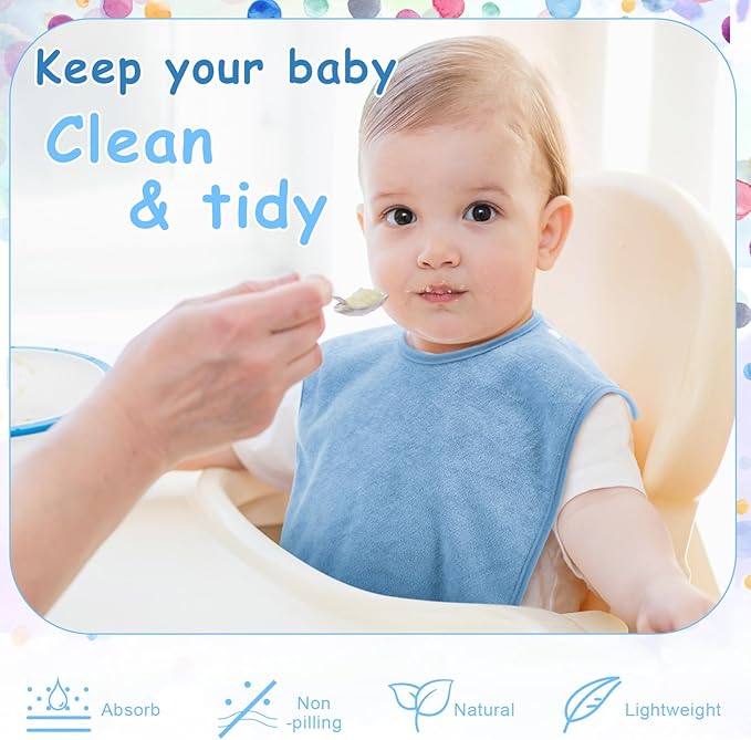 Hercicy Full Coverage Pullover Toddler Baby Bibs Terry Cloth Bibs with Snap Button for 0-4 Years Unisex Feeding Drooling