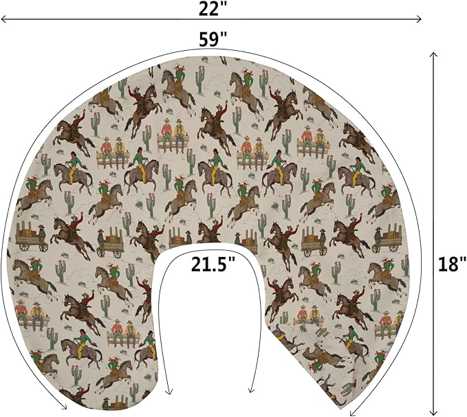 South Western Cowboys Nursing Pillow Covers for Boy Girl Cowboy Horse Riding Cactus Nursing Pillow Slipcovers for Breastfeeding Pillows Wild West Desert Soft Stretchy Covers for Newborn Infant