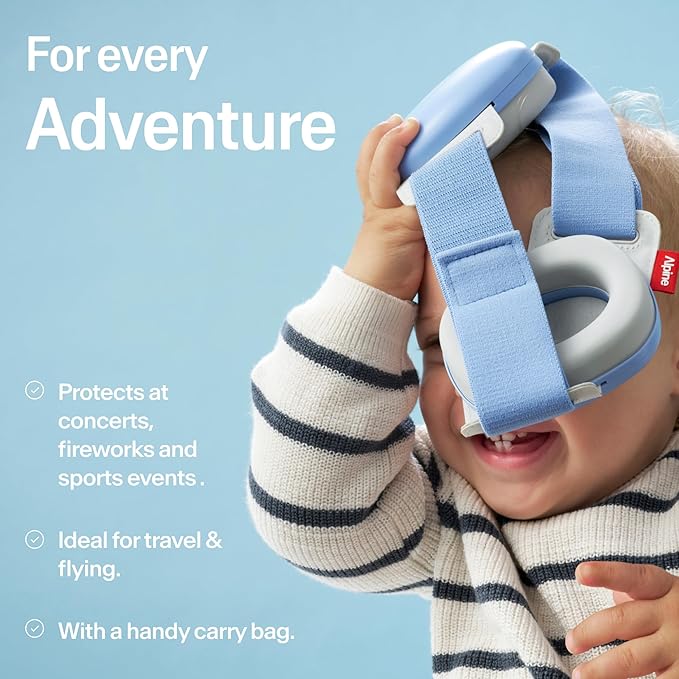 Alpine Muffy Baby Comfort - Protects Hearing for Babies and Toddlers - CE & ANSI Certified - Headband for Safe fit & Comfort - Adjustable for Ages 3-48 Months - 24dB Sound Reduction, Blue