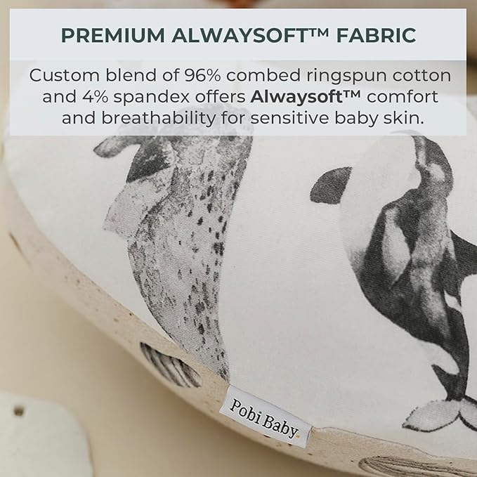 Pobibaby 1-Pack Premium Nursing Pillow Cover - Ultra Soft & Stretchy 96% Cotton, Breastfeeding Pillow Cover for Baby Boys and Girls (Seaside)