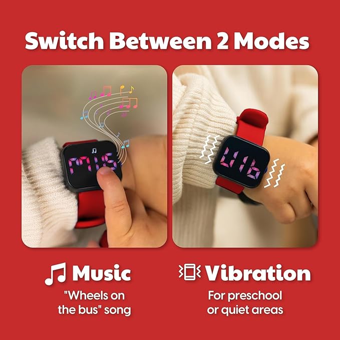 Potty Training Watch for Kids V4 – A Water Resistant Toilet Reminder Device for Boys & Girls to Train Your Toddler with Fun/Musical & Vibration Interval Reminder with Potty Training eBook (Red)