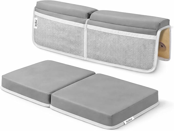 Rylor Premium Baby Bath Kneeler Mat & Elbow Rest Pad Set – Comfortable Bath Kneeler and Elbow Kneeling Rest Pad for Parents, Extra Long 26'', 2.4'' Thick, Non-Slip Support for Easy Bath Time (Gray)