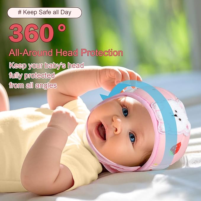 Accmor Baby Head Protector, Cute Baby Safety Helmet for Crawling Walking Running, Infant Headguard Soft Cushion Lightweight Breathable Protective Caps, Anti-Collision Toddler Helmets for 6m-24m Girls