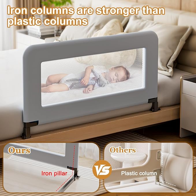 Toddler Bed Guard Rail for Baby - Sturdy Metal Safety Rail for Twin, Crib, Queen, Bunk, Full Side Beds - Kids Guardrail Protector (48 inch)