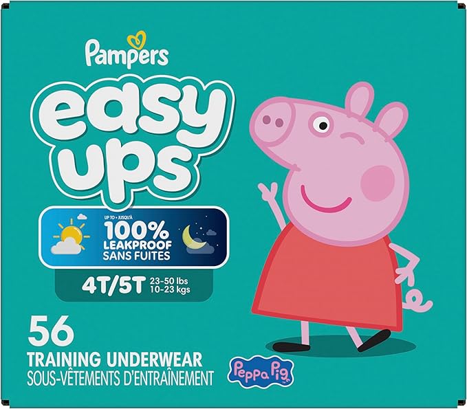 Pampers Training Pants - Easy Ups Girls & Boys - Size 4T-5T, 56 Count, Peppa Pig Potty Underwear (Packaging May Vary)
