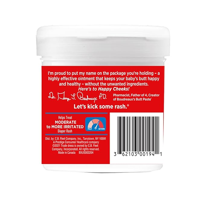 Boudreaux’s Butt Paste Max Strength Diaper Rash Cream for Baby, Ointment With Zinc Oxide, 14 oz Flip-Top Jar (Pack of 2)