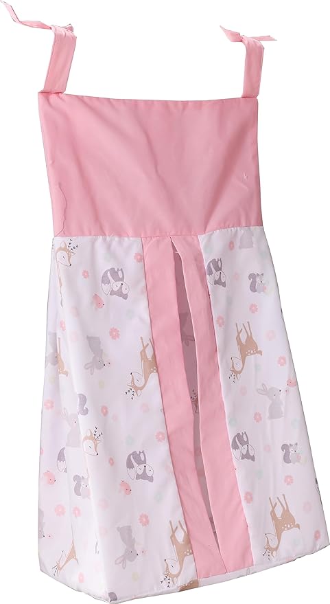 Pink Woodland Nursery Diaper Stacker For Girls Deer Fox Baby Girl Diaper Organizer (Pink)
