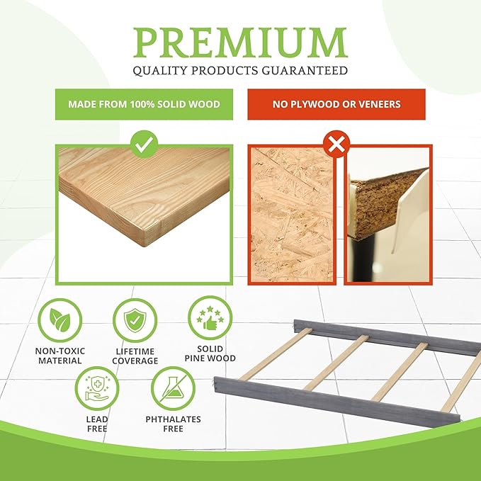 Full-Size Conversion Kit Bed Rails for Oxford, Soho, Ozlo & Avalon Baby Convertible Cribs - Solid Wood - Toddler and Adult Rail for Full-Size Bed - Nursery and Baby Furniture (Cloud Gray, Hook-On Kit)