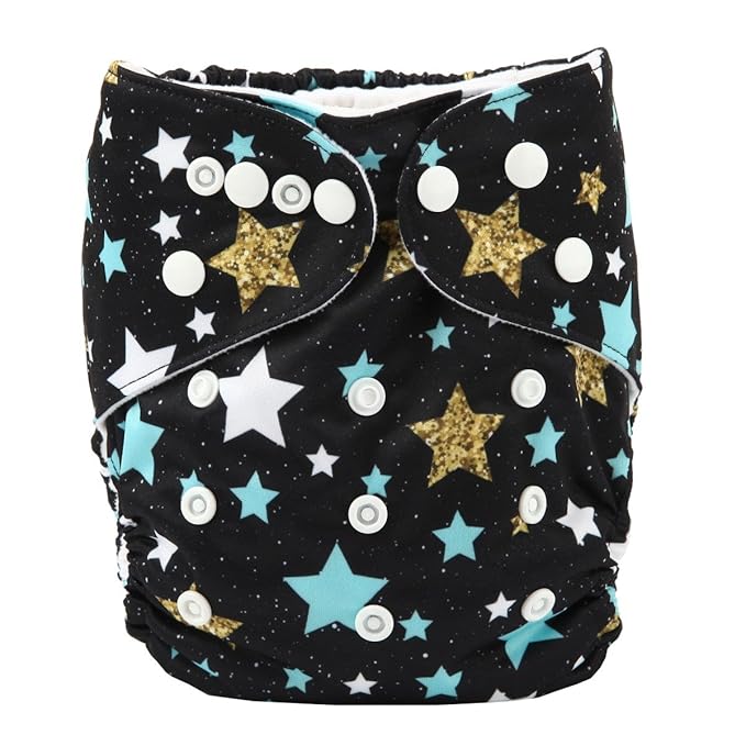 Baby Pocket Diaper Nappy Reusable Washable 8lbs to 36lbs (Stars)