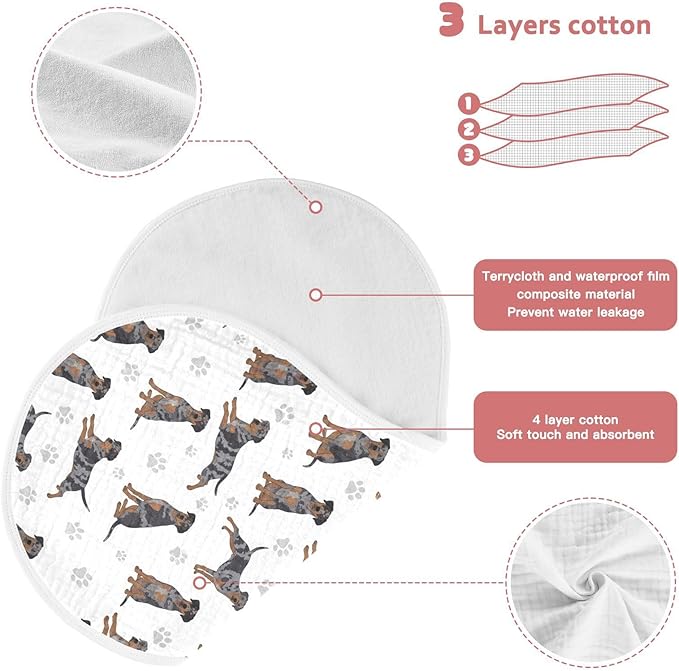 1 Pack Muslin Burp Cloths Great Dane Dogs White Cotton Baby Burp Cloths Absorbent Soft Burping Cloth Washcloths for Newborn Babies Boys Girls 22x11 Inch