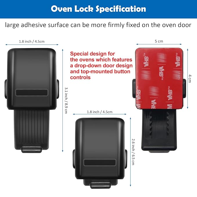 Windspeed 1.8x3.1 Inch Childproof Oven Door Lock 2 Pack Updated Oven Front Lock Child Safety Oven Lock Baby Proofing