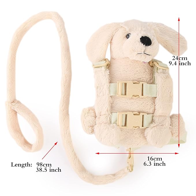 2 in 1 Naughty Dog Toddler Backpack Harness with Safety Leash for Children’s Walking Kids Leash for 1-3 Years Old Boys and Girls
