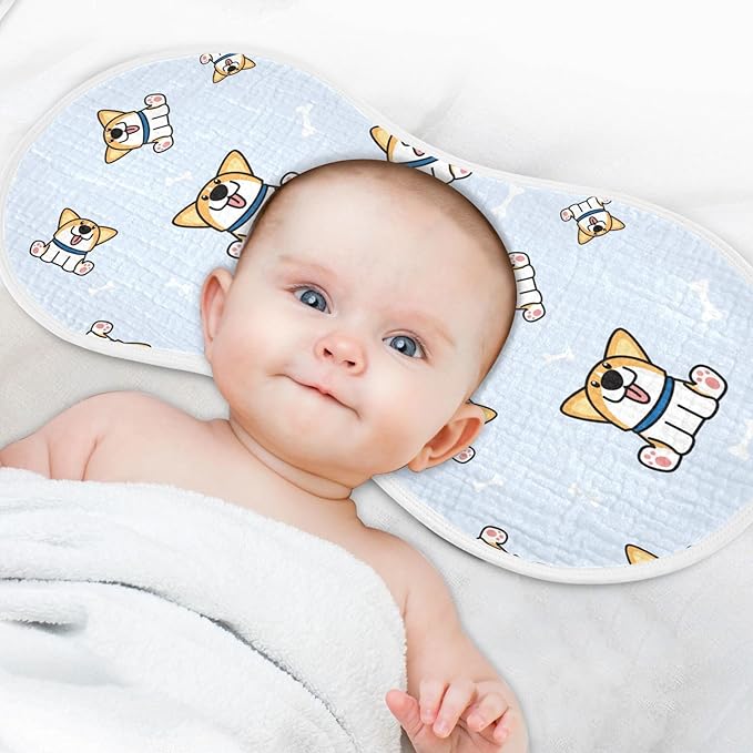vvfelixl Welsh Corgi Puppy Bones Burp Cloths for Baby Boy Girls Baby Washcloths Burp Rags 1 Pack