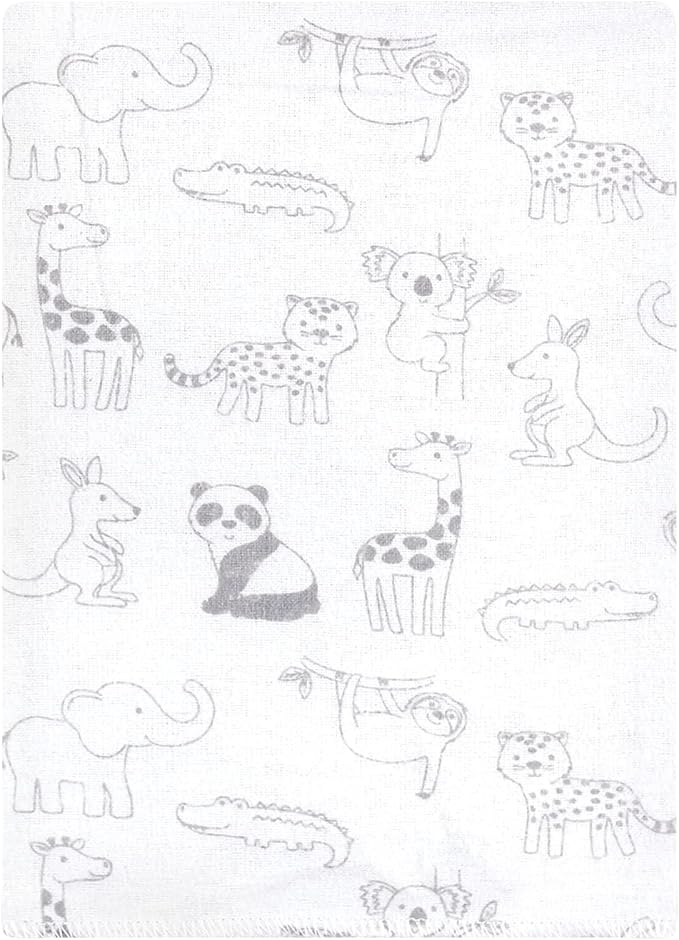 Hudson Baby Unisex Baby Cotton Flannel Burp Cloths Bundle, Zoo Animals, One Size