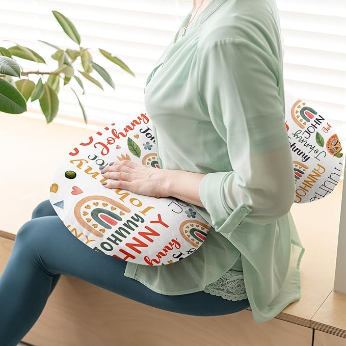 Baby Nursing Pillow Cover - Personalized Name Breastfeeding Pillow Cover with Turtle Pattern, Stretchy Removable U-Shaped for New Moms, Soft Breathable Slipcover for Infant Boys Girls