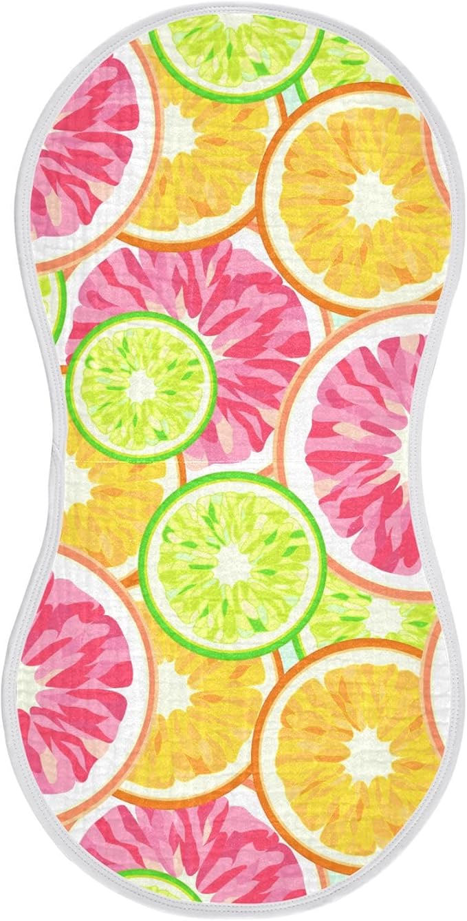 vvfelixl Muslin Burp Cloths Orange Grapefruit Lime Lemon Baby Washcloths for Baby Girl Boys 2 Pack