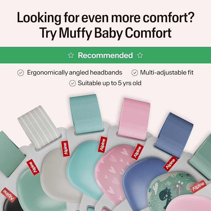 Alpine Muffy Baby Ear Protection for Babies and Toddlers up to 36 Months - CE & ANSI Certified - Noise Reduction Earmuffs - Comfortable Baby Headphones Against Hearing Damage & Improves Sleep - Black