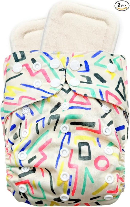 Sprout Pocket Cloth Diaper – Adjustable & Reusable Cloth Diaper with 1 Insert – Soft, Washable, Leakproof (Graffiti)