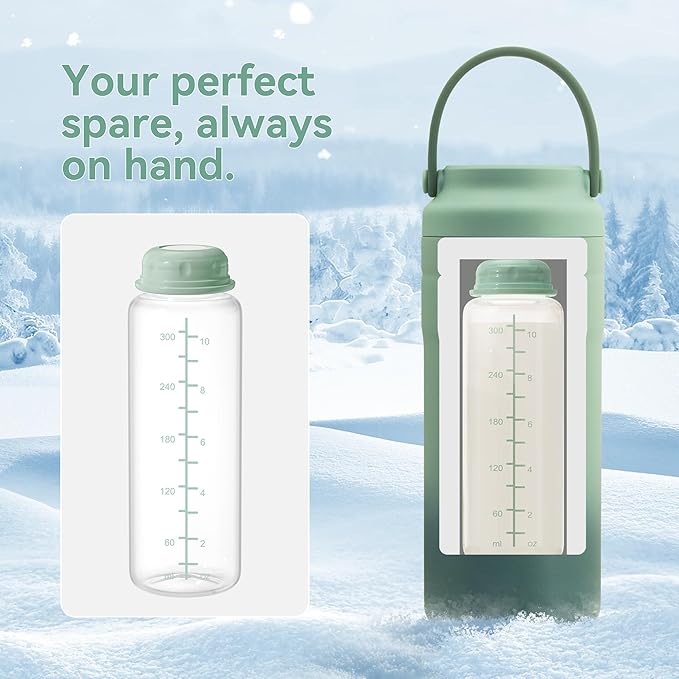 11oz Breastmilk Storage Bottles, Compatible with Momcozy Milk Cooler 12oz, Narrow Neck Baby Bottles, BPA-Free & Leakproof, Must-Have Breastfeeding Essentials, 4PCS