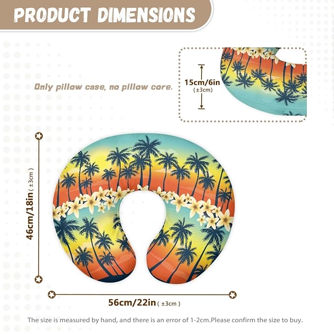 Forchrinse Hawaiian Palm Tree Plumeria Rainbow Sky Nursing Pillow Cover Breastfeeding Pillow Slipcover Soft Stretch Pillow Cover for Breastfeeding