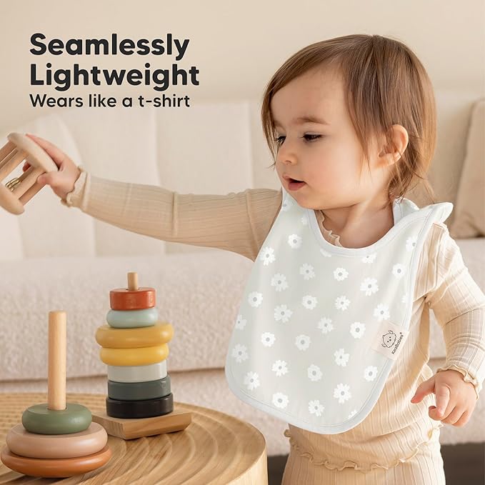 KeaBabies 8-Pack Bibs for Baby Girl, Boy - Pullover Large Baby Bibs for Drooling and Teething Infant, Newborn, Soft & Absorbent Organic Cotton, Long Torso Coverage Keep Toddler Clean & Dry (Fleur)