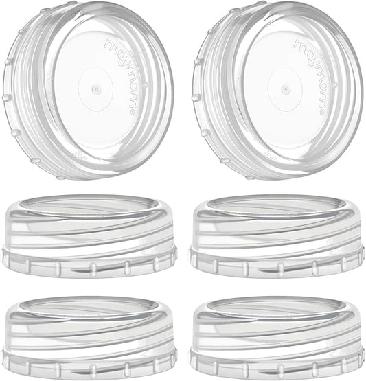 Maymom Travel Bottle Caps, Replacement Bottle Lids Compatible with Philips Avent Natural & Anti-Colic Bottles (PP & Glass) (Transparent)