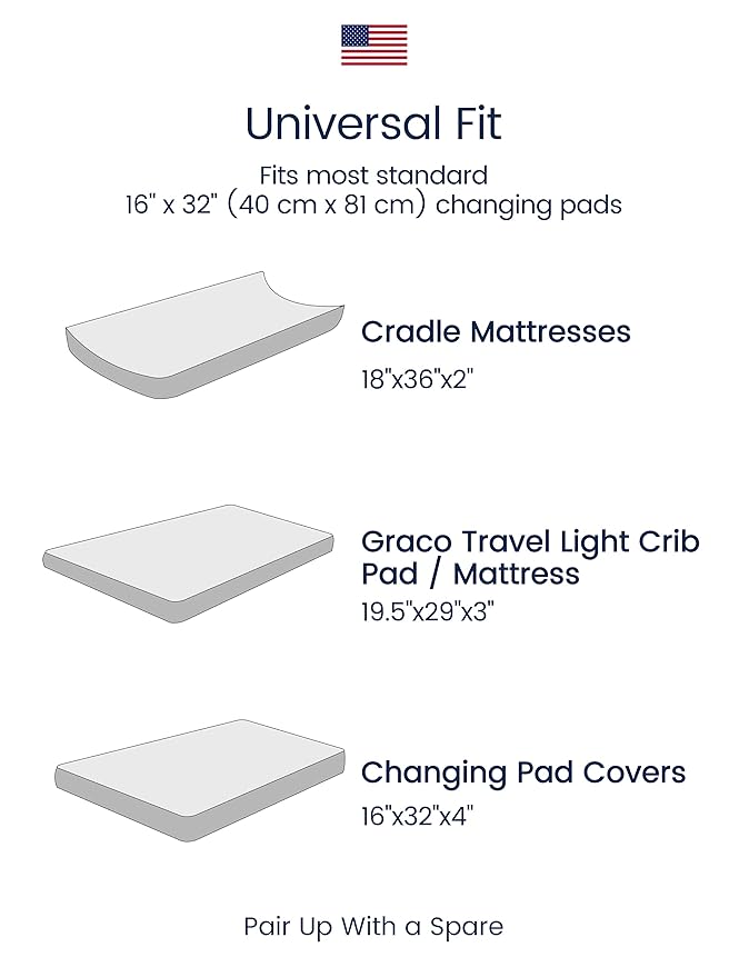 TotAha Premium Stretchy Changing Pad Covers (2-Pack)-Hypoallergenic, Silky Comfort, Buttery Soft, Calming Effect, All-Season Jersey-Knit 32 X 16 X 5'' Deep Pocket (Air Balloon & Sailboat)