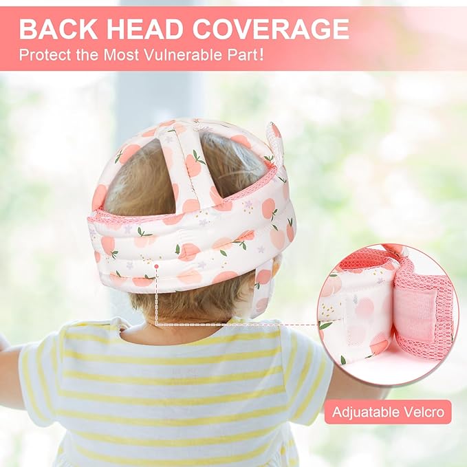 Accmor Baby Head Protector for Crawling Walking, Cute Baby Helmet Adjustable No Bumps and Soft Cushion, Infant Safety Cap Breathable Protective Headguard, Anti-Collision Toddler Helmets for 6m-24m Kid