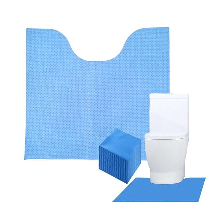 Blue Disposable Toilet Mats for Clean and Hygienic Bathroom,Upgraded Disposable Toilet Mat for Potty Training&Adults,Super Absorbent,Non-Slip,25 Pack U-Shape Pee Pads,24" x 22"