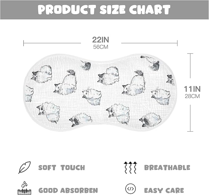 vvfelixl Ragdoll Cat Ink Style Burp Cloths for Baby Boy Girls Baby Washcloths Burp Rags 1 Pack