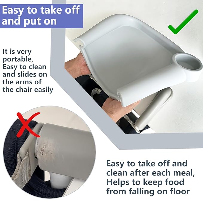 Silicone Baby Dining Tray Compatible with Inglesina Fast Table Chair & Other Hook-On High Chairs,Portable Clip-On Fast Table Chair Baby Tray, Dishwasher Safe & BPA Free (Upgraded Gray)